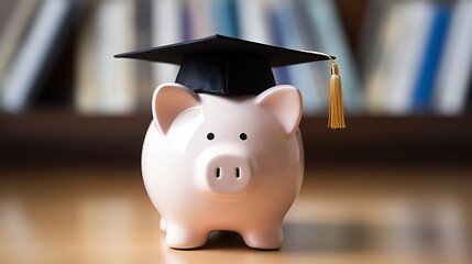 Image of piggy bank with graduation hat