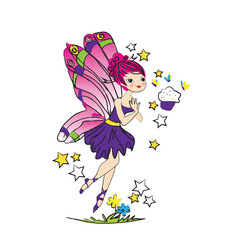 Poster - flying butterfly girl print vector art