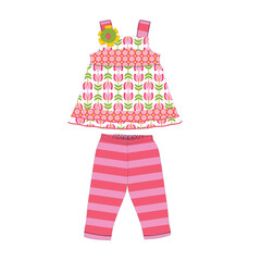 Sticker - GIRLS BABY FROCKS TOP PINK -CORAL PRINT