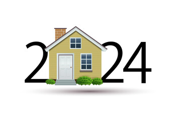 happy new year 2024. 2024 with house
