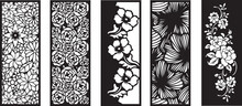 Set Of Laser Cut Panel With Floral Pattern.Borders, Fence, Screen Cut Templates