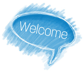 Wall Mural - Welcome Blue Thin Lines Comment Symbol Text 