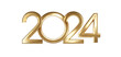 © Hanna_zasimova - 2024 gold graceful number on transparent background. Realistic 2024 PNG  designs for Holiday cards and backgrounds for the new year or other important dates.