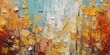 Generative AI, Closeup of impasto abstract rough autumn colors art painting texture, orange fall background