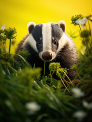 Wall Mural - Badger in its Natural Habitat, Wildlife Photography, Generative AI