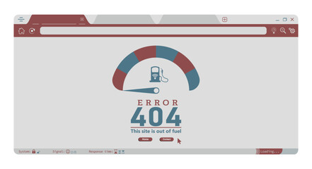 Wall Mural - error 404 abstract design with fuel meter, browser page background vector illustration. webpage inte