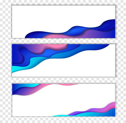 Poster - Banners. Background with blue abstract multilayered wavy pattern. Paper art style. Template design for posters, banners, flyers, booklets.