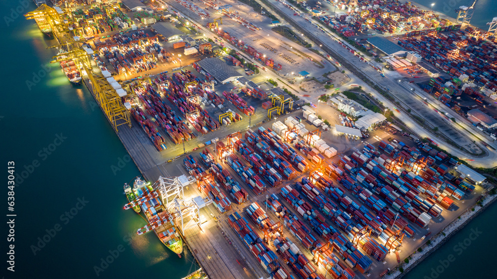 Shipyard Cargo Container Sea Port Freight forwarding service logistics ...