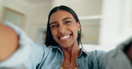 Sticker - Face, smile and fun with a couple spinning in their home for freedom, comedy or excitement closeup. Love, happy or laughing with a young man and woman turning fast in a circle in their apartment