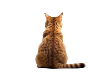 cat sitting, view from back, isolated/ transparent on white background