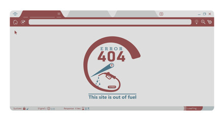Wall Mural - error 404 abstract design with fuel meter, browser page background vector illustration. webpage inte