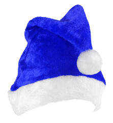 Wall Mural - Santa Claus hat or Christmas blue cap isolated on transparent background