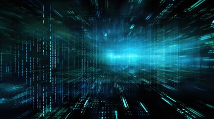 Abstract futuristic cyberspace with binary code, matrix background with digits, well organized layers