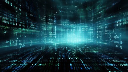 Abstract futuristic cyberspace with binary code, matrix background with digits, well organized layers