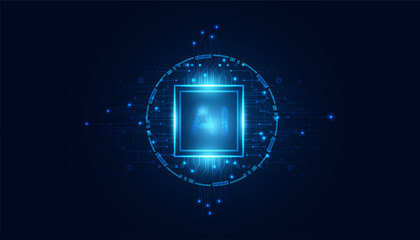 Wall Mural - abstract artificial intelligence on circle digital and technology background with computer systems l