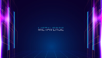 Abstract Metaverse Virtual reality Concept colorful of Future digital technology metaverse connected to the virtual space on a modern background.