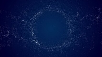 Digital data wave dot circle connect digital clouds rotating social future technology abstract background. Business scientific growth network.