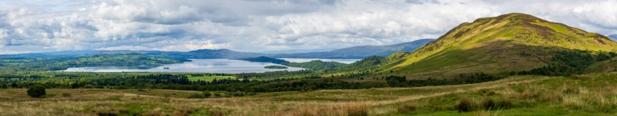 Wall Mural - Panoramic view of Conic Hill and Loch Lomond in the beautiful Scottish Highlands