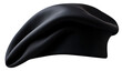 Black french cap beret side view isolated.