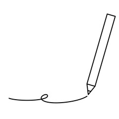 Pencil with line. Outline. Vector and illustration