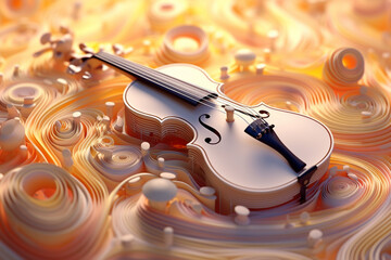 Aufkleber - A captivating image showcases an abstract geometric style representation of a violin, with its elegant body and strings crafted using intricate geometric patterns and soft,  Generative AI technology