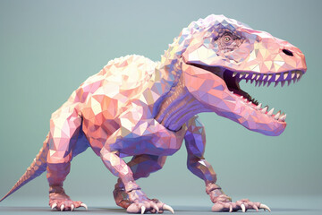 Aufkleber - A pastel-colored geometric-style Tyrannosaurus Rex artwork with intricate geometric shapes and soft pastel hues. Generative AI technology