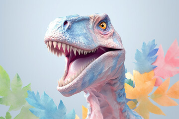 Aufkleber - A pastel-colored geometric-style Velociraptor artwork with intricate geometric shapes and soft pastel hues. Generative AI technology