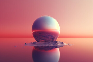 Fototapete - a minimalistic and abstract representation of a planet, with clean lines and simple geometric shapes. Generative AI technology