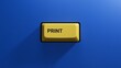 Print.3D illustration of button of keyboard of a modern computer.Light yellow button.3D rendering on blue background.
