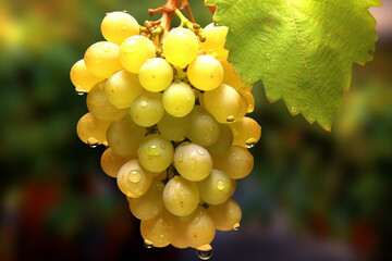Fototapete - Chardonnay is a popular white wine grape variety known for its versatility. Generative AI technology