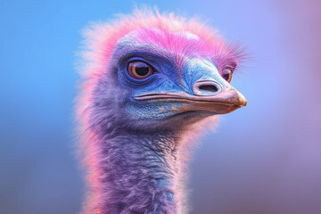Aufkleber - A pastel-colored Moa with a majestic mane, rendered in soft hues of pink, purple, and blue, exuding a serene and regal presence. Generative AI technology