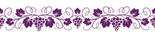 Grapes Vine Seamless Horizontal Pattern. Decorative Illustration For Grape Juice Or Wine Label, Banner Design.