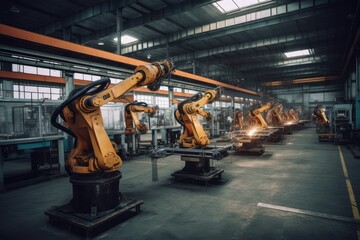 Wall Mural - Robotic arm in a modern factory