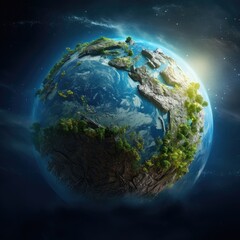 Wall Mural - Illustration of planet Earth with light and clouds in outer space