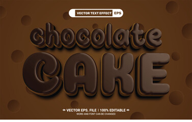 Wall Mural - Chocolate cake editable 3d vector text style effect