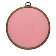 Pink canvas in embroidery frame. Accessory for cross-stitch