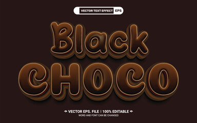 Canvas Print - Black choco editable vector text effect