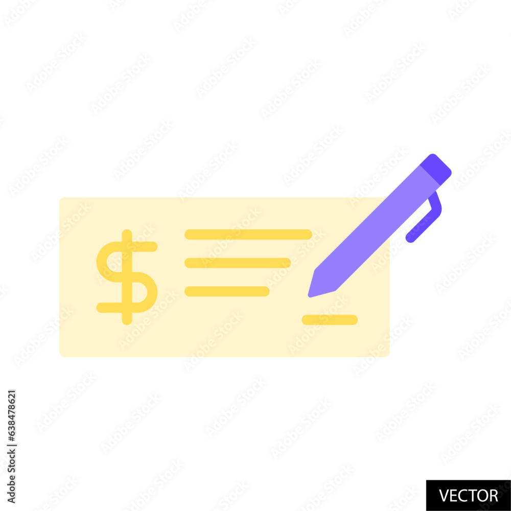 Cheque instrument, Money check with United States Dollar symbol vector ...
