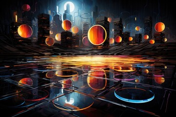 Wall Mural - orbit of universe colourful abstract background. generative ai