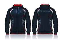 Hoodie Shirts Template. Jacket Design, Track Sportswear, Front And Back View.	