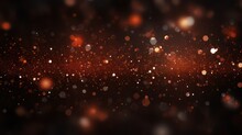 Black Dark Orange Red Brown Shiny Glitter Abstract Background With Space. Twinkling Glow Stars Effect Created With Generative AI