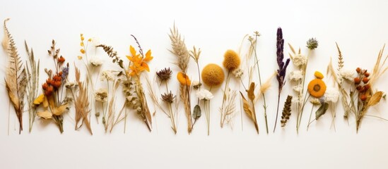 Poster - Arrangement of dried flowers against a white wall