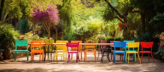 Poster - Colorful outdoor furniture in the garden