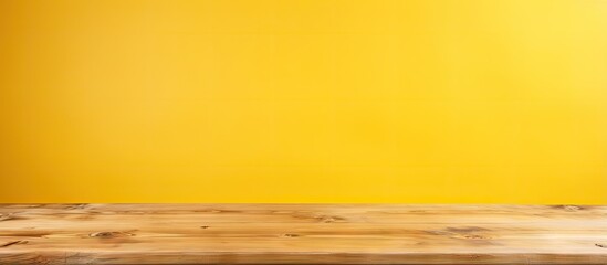 Canvas Print - Product display mock up with empty table on yellow wall background