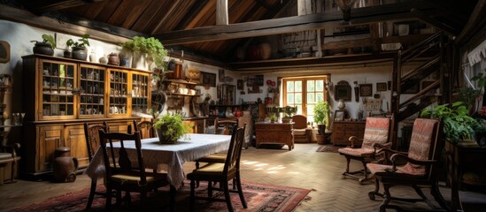 Wall Mural - Traditional Russian estate interior of an old farmhouse