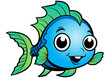 Colorful cartoon style fish vector illustration for children