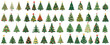 © fusiangkara - set of christmas tree. in the style of flat design hand drawing. isolated on a transparent background. eps 10