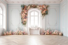 Wedding Backdrop Aesthetic Flower Decoration Pastel Color Indoor Minimalist Studio Background 