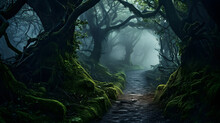 An Image Of A Path Inside A Forest