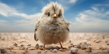 A Small Bird Standing On A Rocky Field, AI